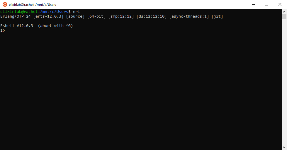 A imagem é um print screen do terminal com a imagem do erlang iterativo, que aparece quando digitamos o comando ‘erl’